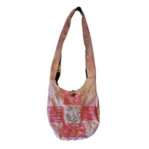 Boho Hippie Crossbody Bag with Peace Symbol